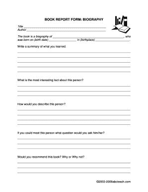 Book Report Form: Biography