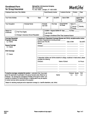 Metropolitan Life Insurance Enrollment Form