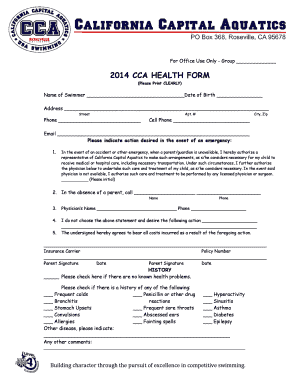 2014 CCA Health Form