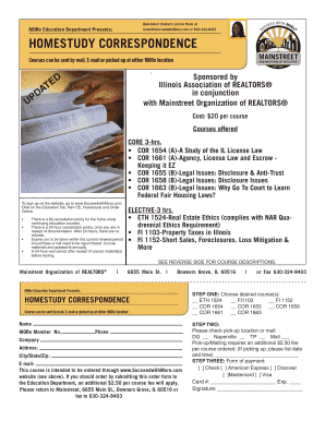 Illinois Real Estate Continuing Education Course Order Form