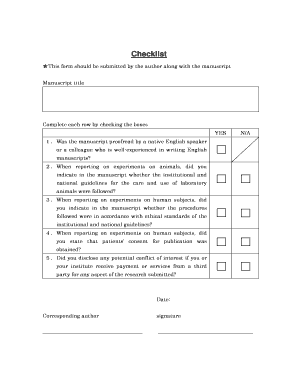 Manuscript Submission Checklist