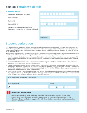 Childcare Grant Confirmation Form 2013/14