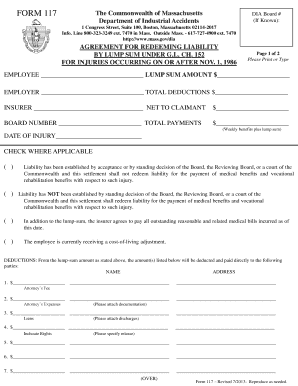 Massachusetts Lump Sum Liability Agreement