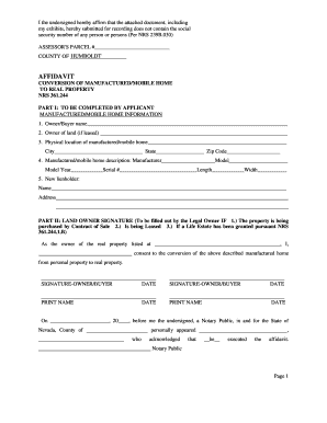 Nevada Manufactured Home Conversion Affidavit