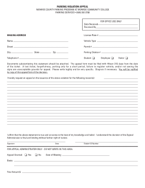 Monroe County Parking Violation Appeal