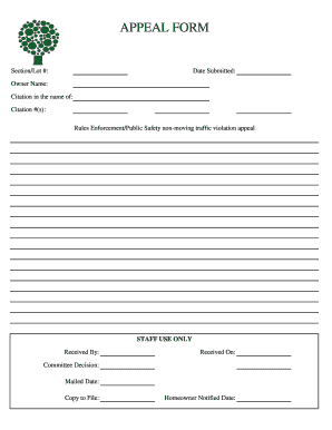 Rules Enforcement Traffic Violation Appeal Form