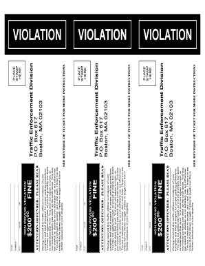 Boston Traffic Violation Ticket