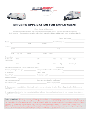 Driver's Application for Employment