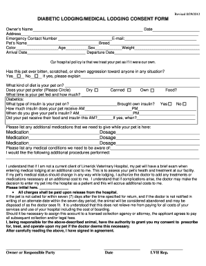 Diabetic Lodging Medical Consent Form