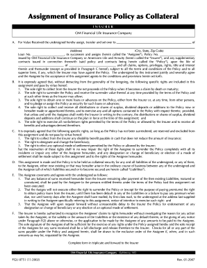 Assignment of Insurance Policy as Collateral