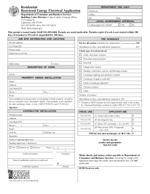 Residential Energy Electrical Application Permit
