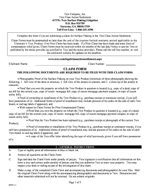 Trex Class Action Settlement Claim Form