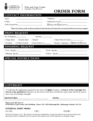 Print and Copy Centre Order Form
