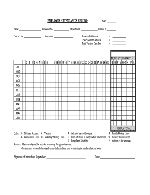 Employee Attendance Record Form