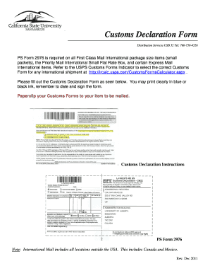 USPS Customs Declaration Form