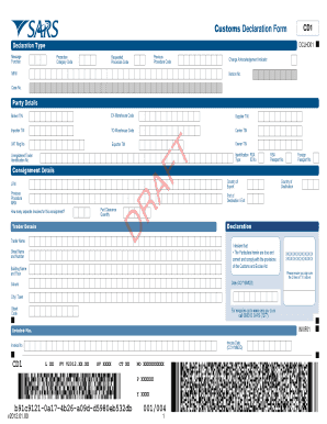 South Africa Customs Declaration Form CD1