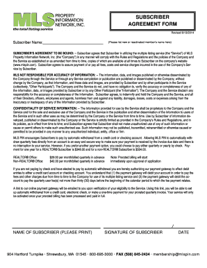 MLS Subscriber Agreement Form