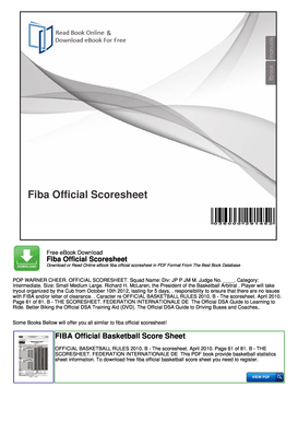 Fiba Official Scoresheet - UrsDocCom