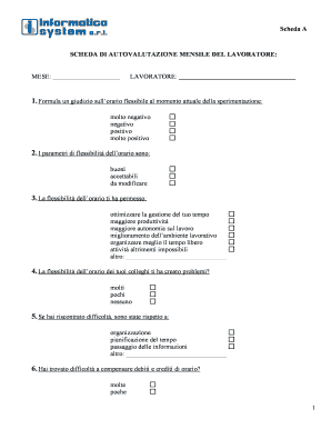 Scheda di Autovalutazione Mensile del Lavoratore