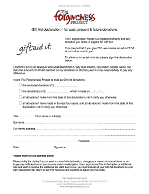 Gift Aid Declaration Form
