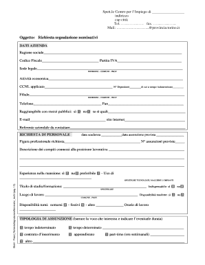 Modulo di Richiesta Segnalazione Nominativi