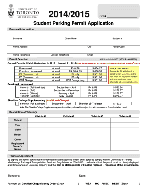 Student Parking Permit Application