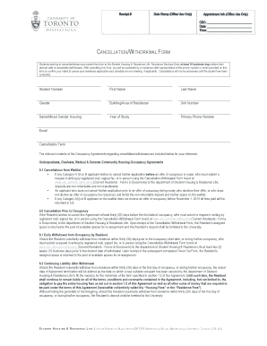 University of Toronto Student Housing Cancellation Form