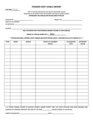 Fleet Vehicle Tax Report