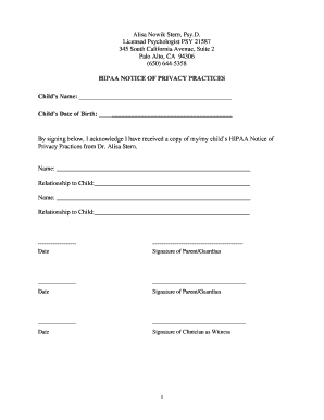 HIPAA Notice of Privacy Practices for Minors
