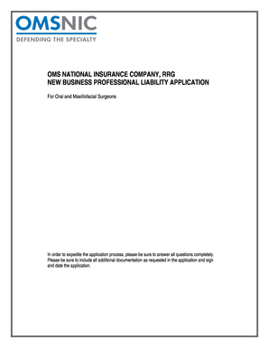 OMS National Insurance Professional Liability Application