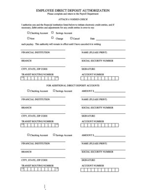 Employee Direct Deposit Authorization Form