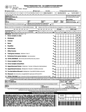 Texas Franchise Tax EZ Computation Report