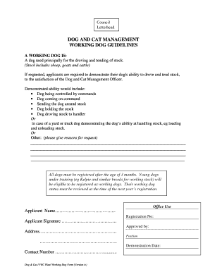 Working Dog Registration Form