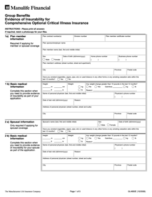 Evidence of Insurability for Critical Illness Insurance