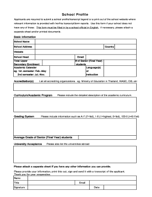 School Profile Form