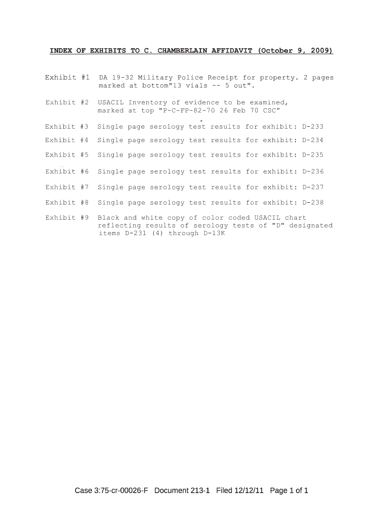 Fillable Online INDEX OF EXHIBITS TO C Fax Email Print - pdfFiller