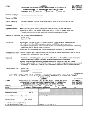 Lansing Business Income Tax Extension Form