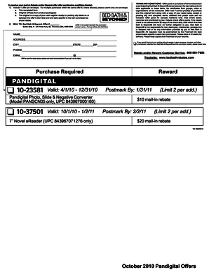 Bed Bath & Beyond Mail-in Rebate Form