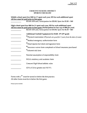 Cheerleading Sports Checklist and Forms