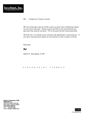 Retail Prospective Tenant Questionnaire
