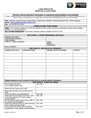 CARD SERVICES DISPUTE CLAIM FORM - borderlessprepaidcom