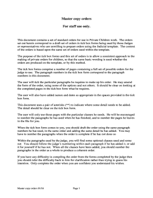 Private Law Children Orders Template