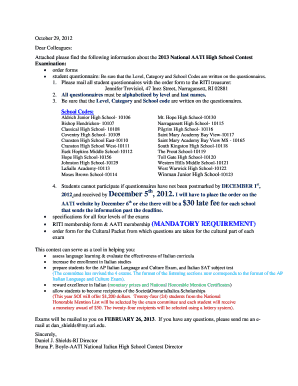 2013 National Italian High School Contest Application