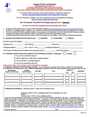 Oregon Staff Fee Privileges Approval Form