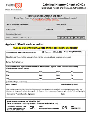 Criminal History Check Disclosure and Authorization