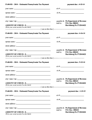 PA40-ES 2014 Estimated Pennsylvania Tax Payment