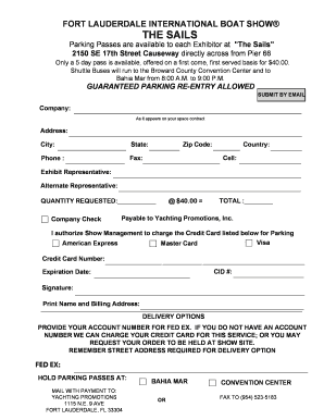 Fort Lauderdale International Boat Show Parking Pass Request