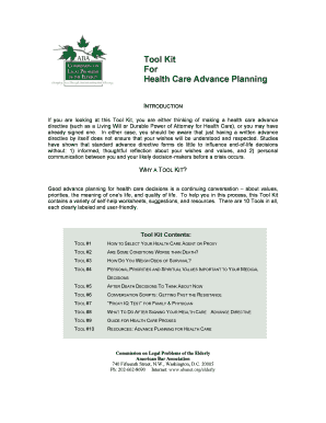 Health Care Advance Planning Tool Kit