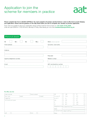 AAT Member in Practice Application Form