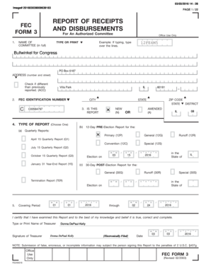 FEC Form 3 for Authorized Committee